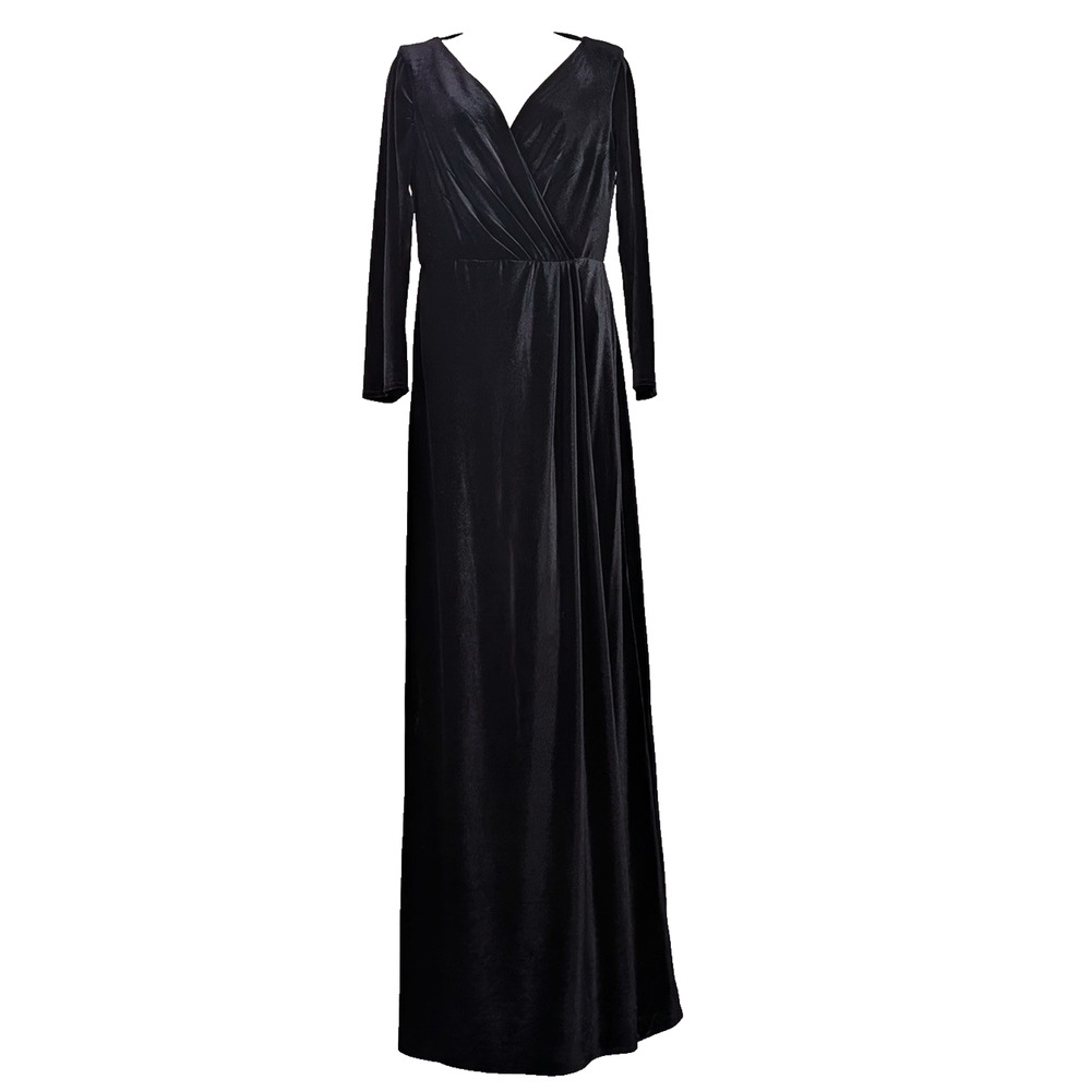 ChongXiao Dress Black Velour Maxi Long Length Women's Size 4 New Formal